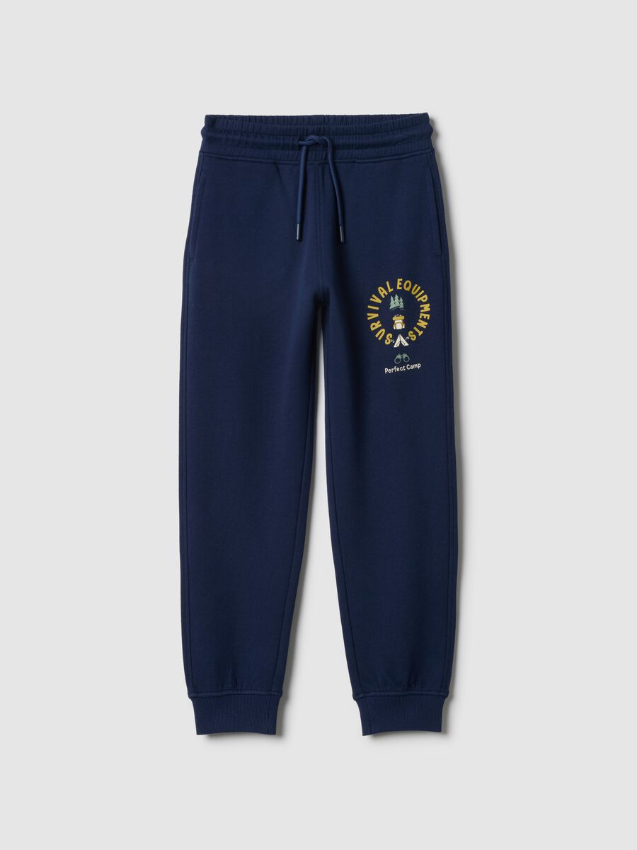 Children's regular fit blue pure cotton joggers_0
