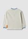 Boys' long-sleeved pure cotton printed T-shirt in white, oversized fit_1