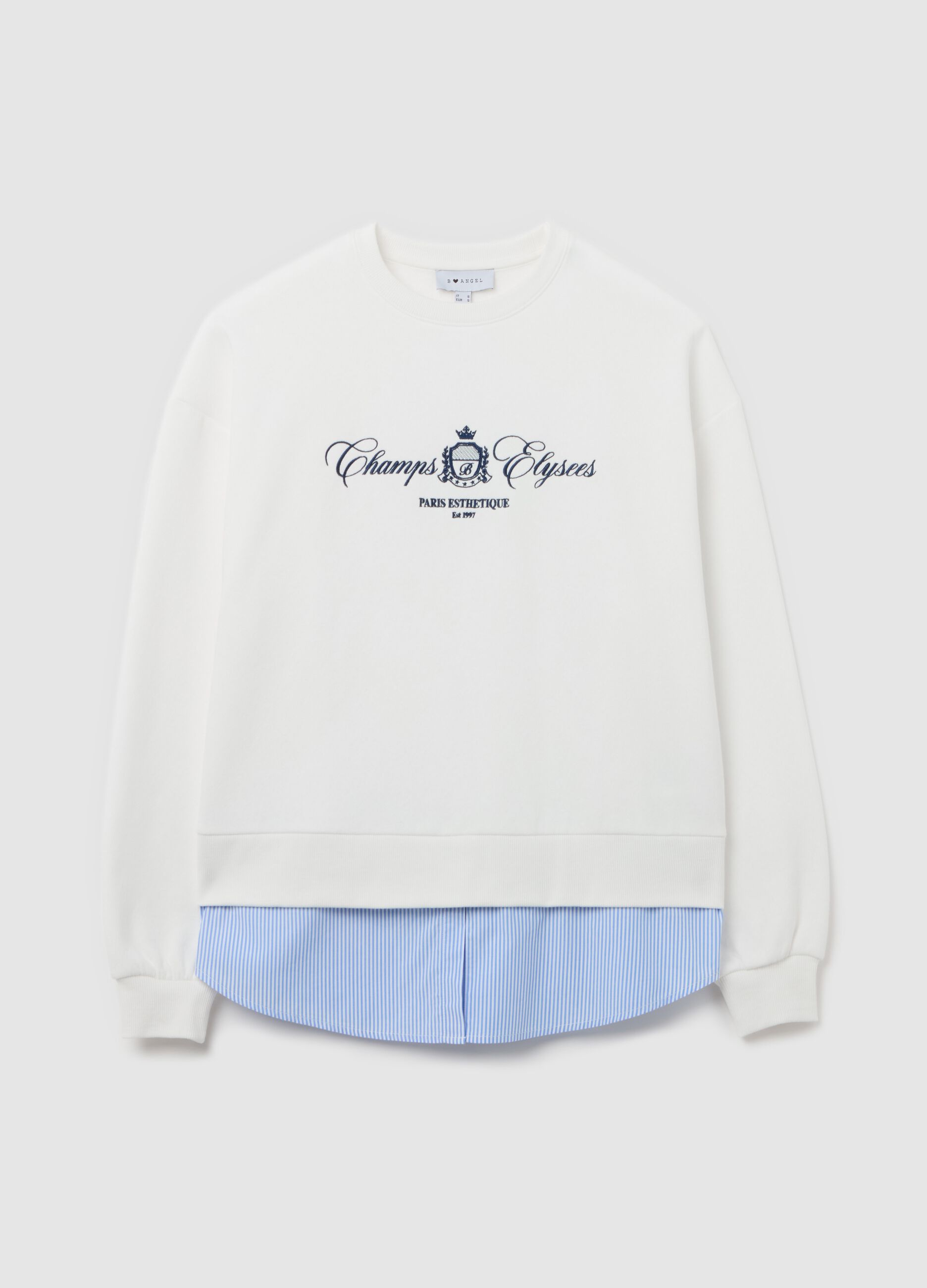 Felpa bianca con ricamo "Champs Elysees"