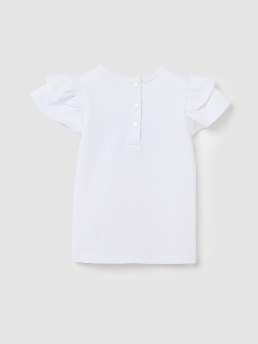 White T-shirt with Ruffle Sleeves Fagottino_1