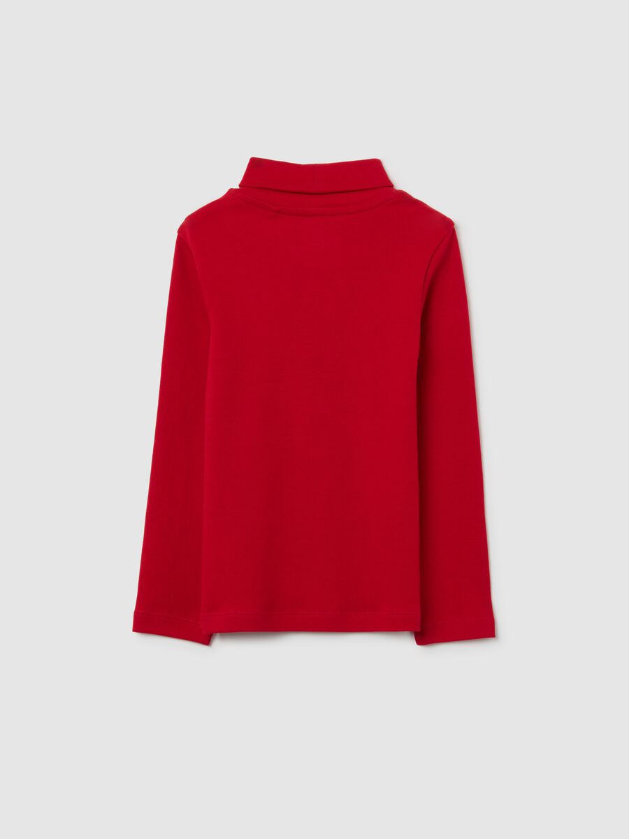 T-shirt rossa collo alto da bambino in puro cotone regular fit stampa_1