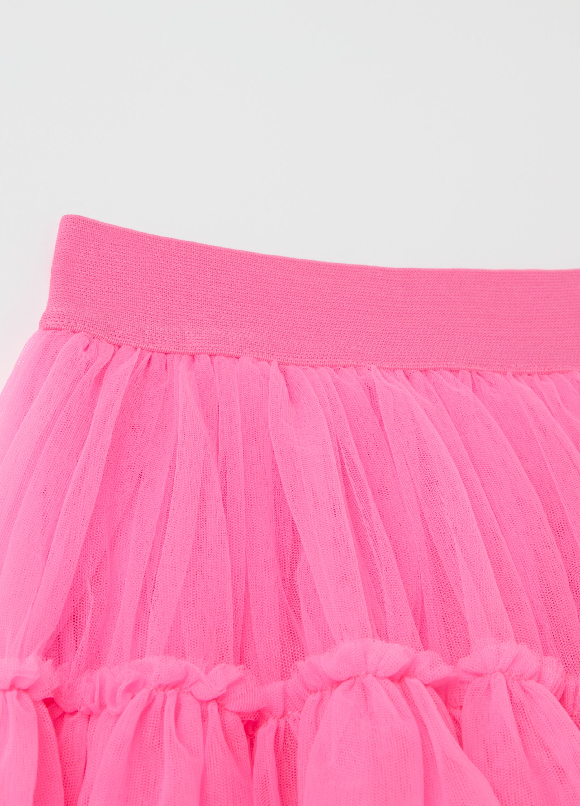 Miniskirt in tulle with flounce