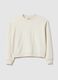 White regular fit cotton blend sweatshirt with round neck_4