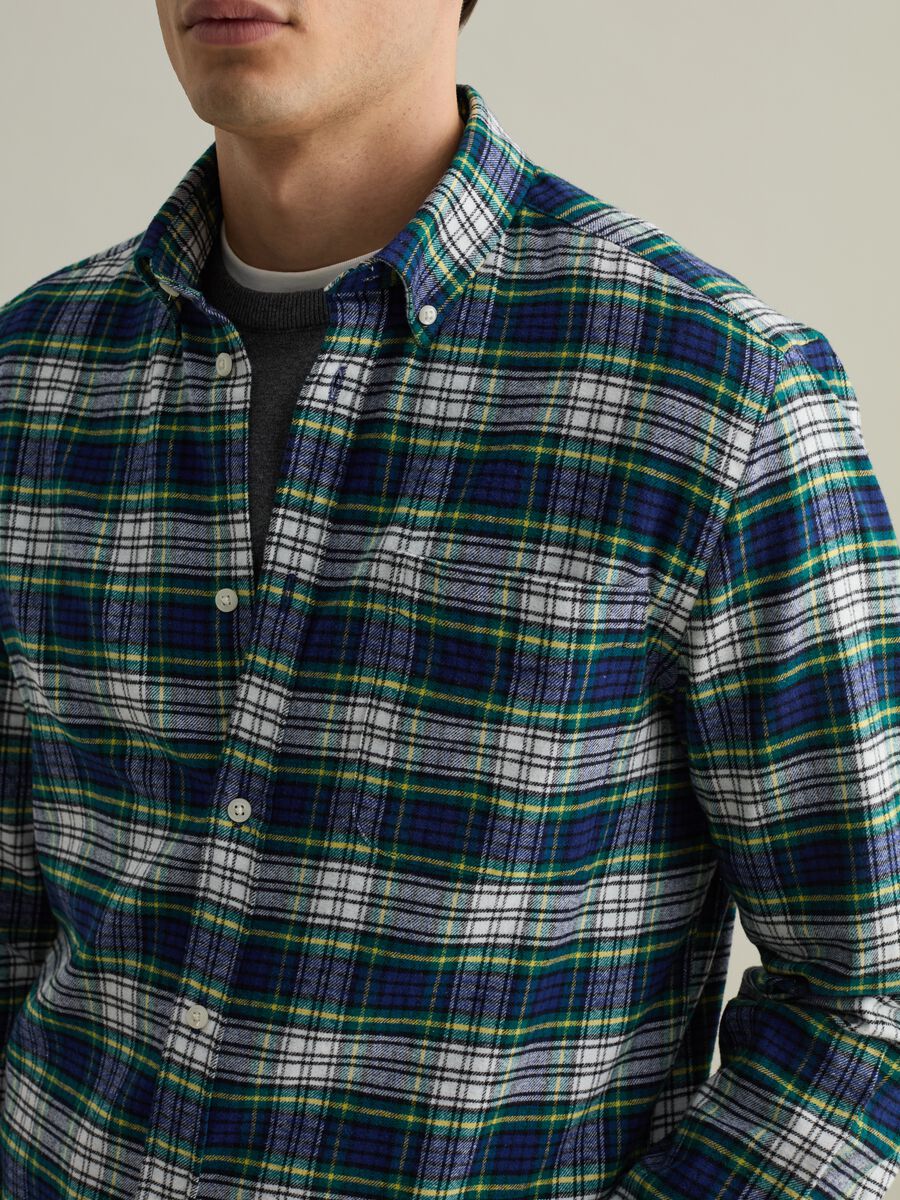 Chequered flannel button-down shirt_3