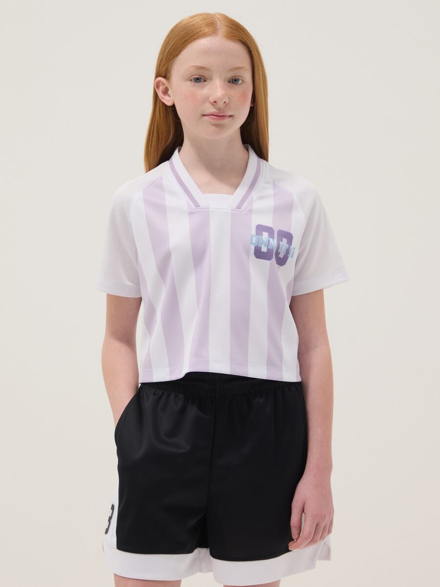 Purple striped short-sleeve T-shirt_1