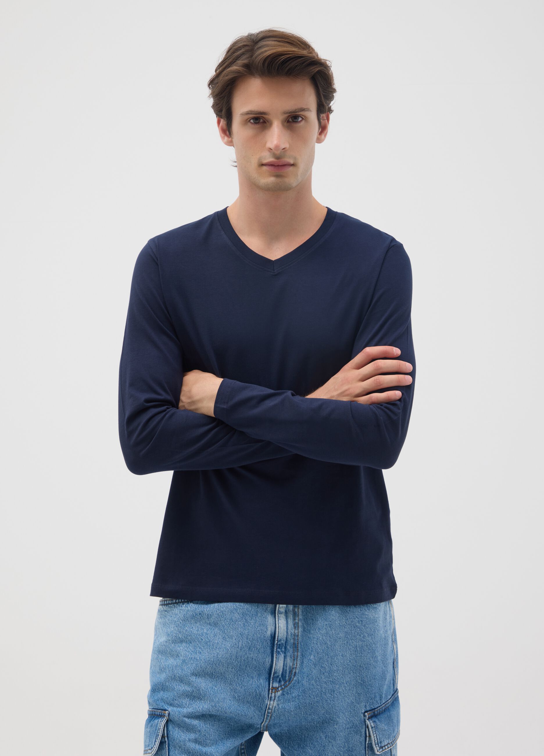 T-shirt in puro cotone blu regular fit