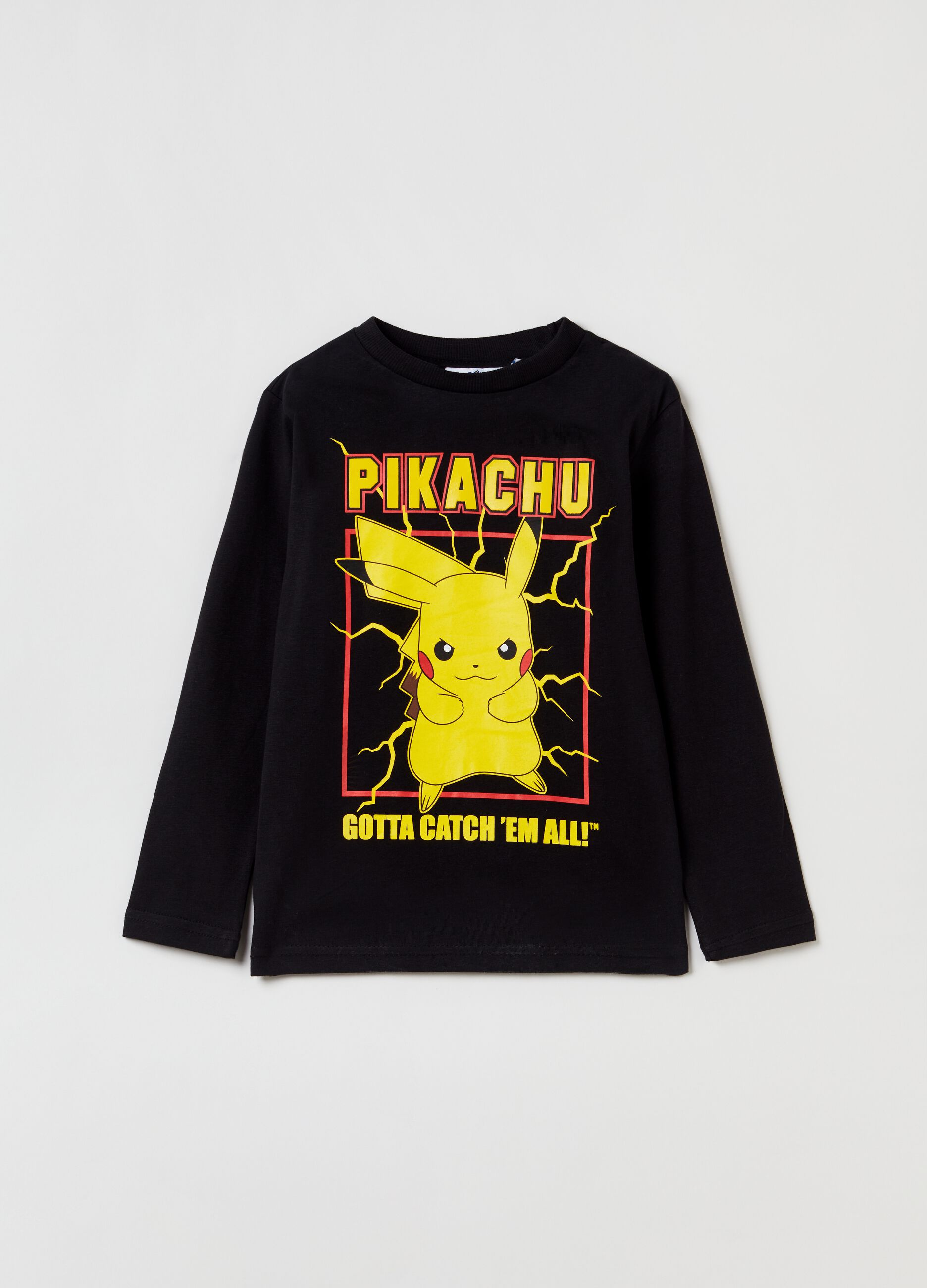 T-shirt a maniche lunghe con stampa Pikachu_0
