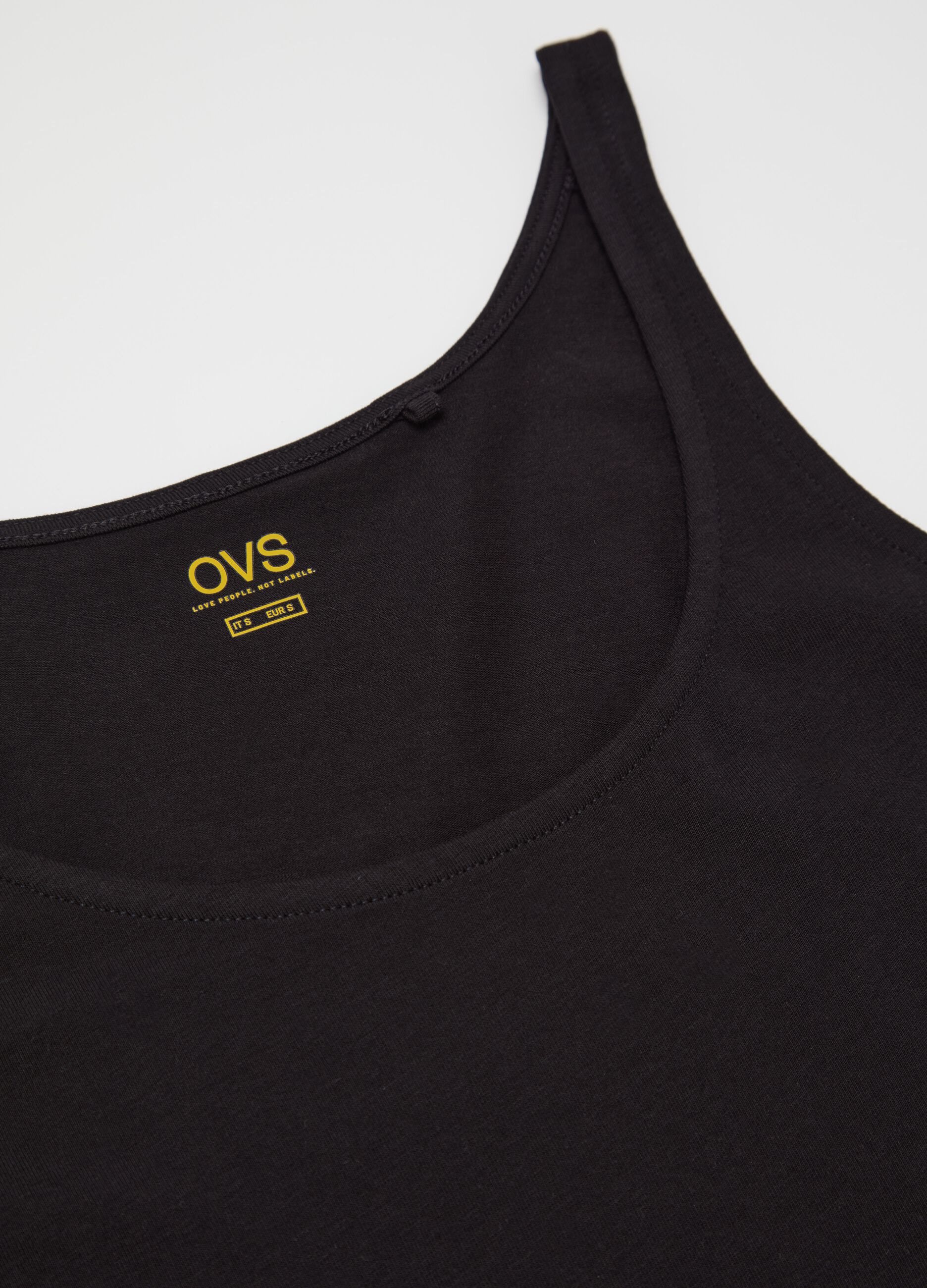 Stretch cotton vest with wide shoulder straps