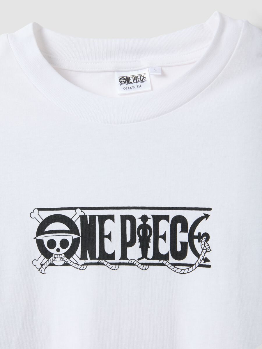 White pure cotton t-shirt regular fit with One Piece logo_5
