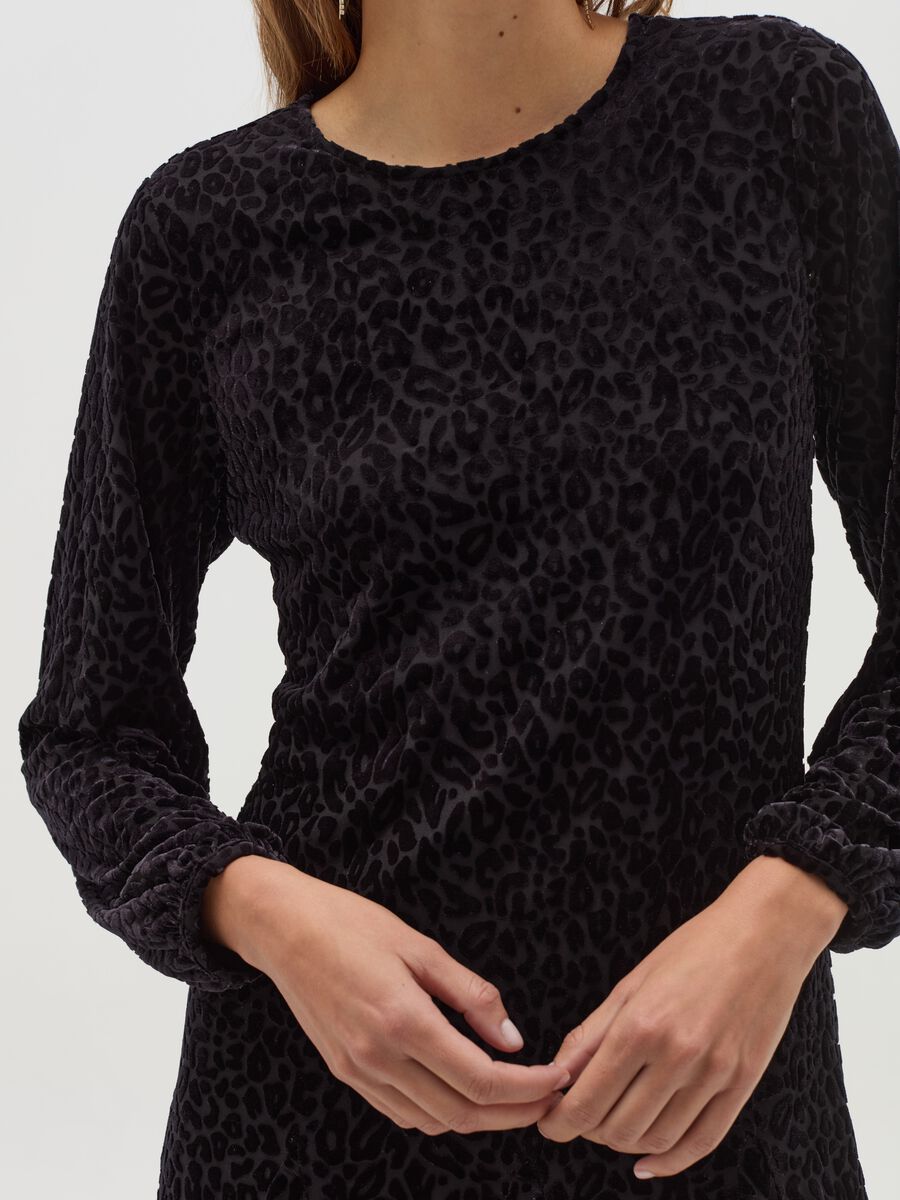 Midi dress in animal print velvet devoré_2