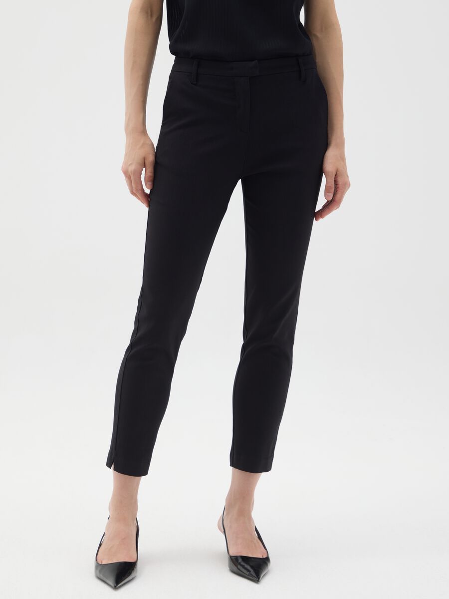 Black Viscose Blend Slim Fit Trousers_1
