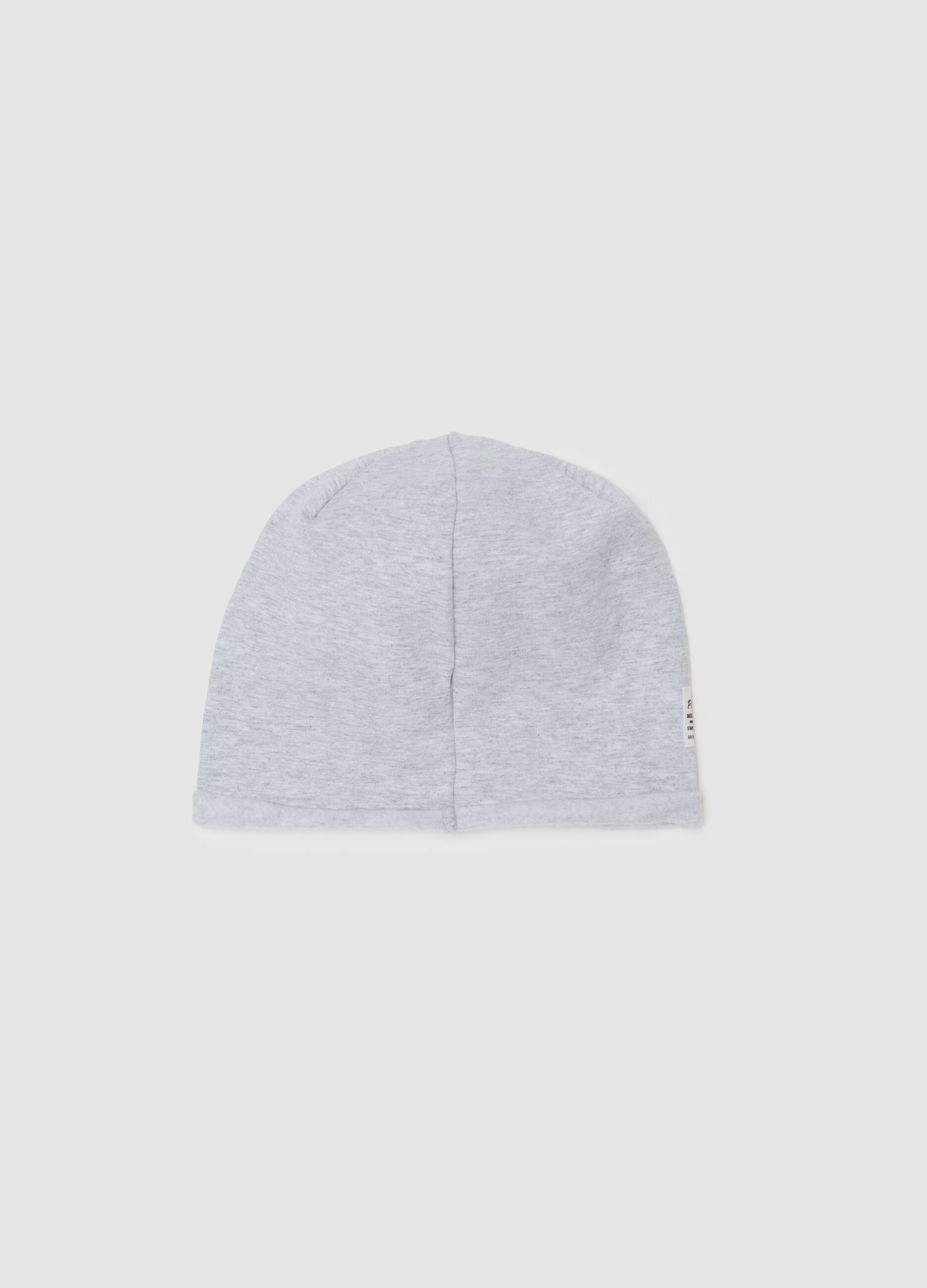 Cappello da bambino in cotone grigio elasticizzato