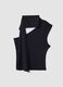 Black stretch top with asymmetric neckline and draped band_4