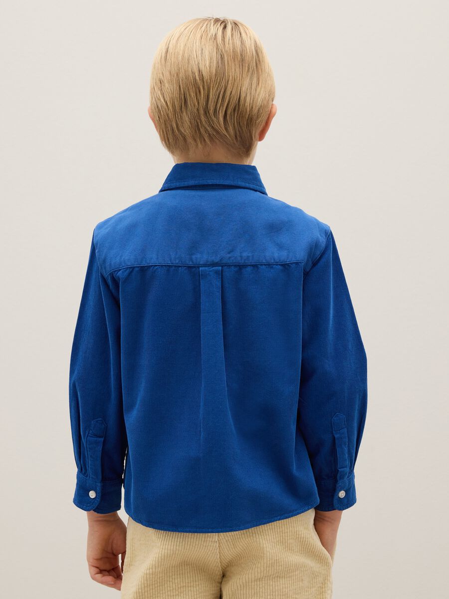 Children's blue pure cotton oversized fit shirt_1