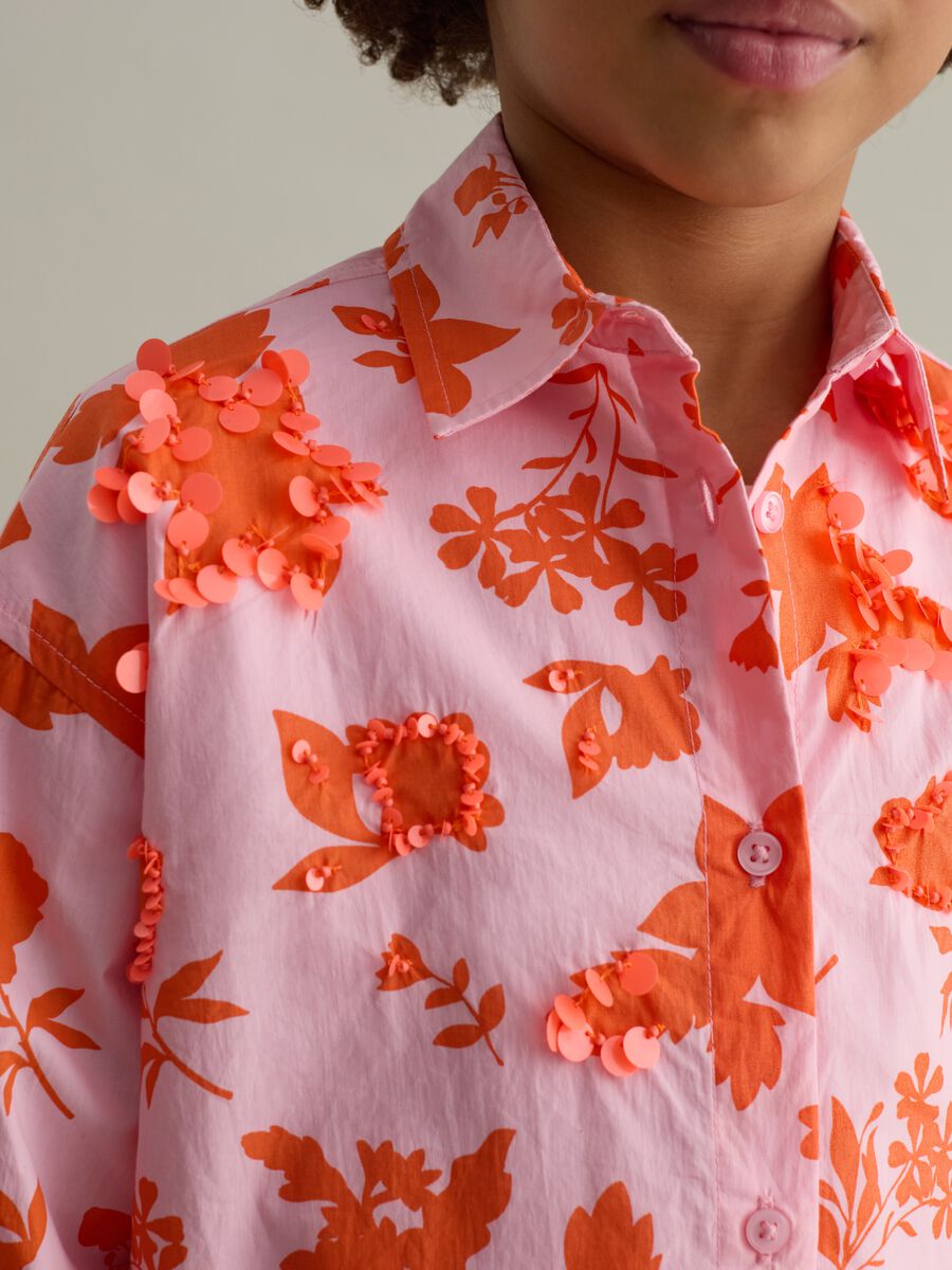 Foliage shirt in cotton with circles_2