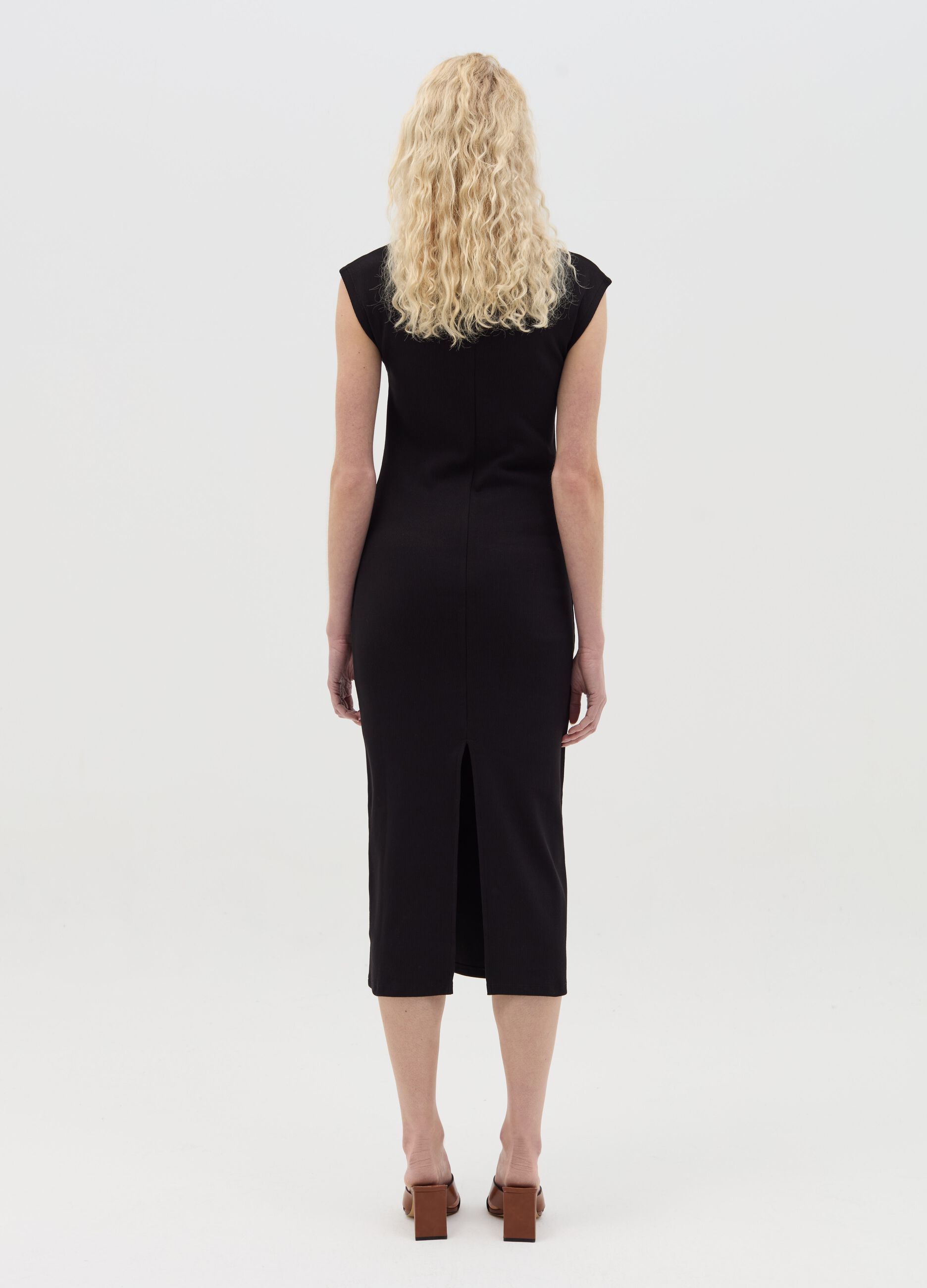 Essentials grey midi dress in stretch cotton