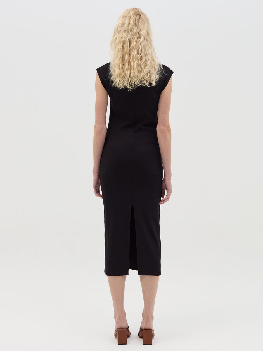 Essentials grey midi dress in stretch cotton_3