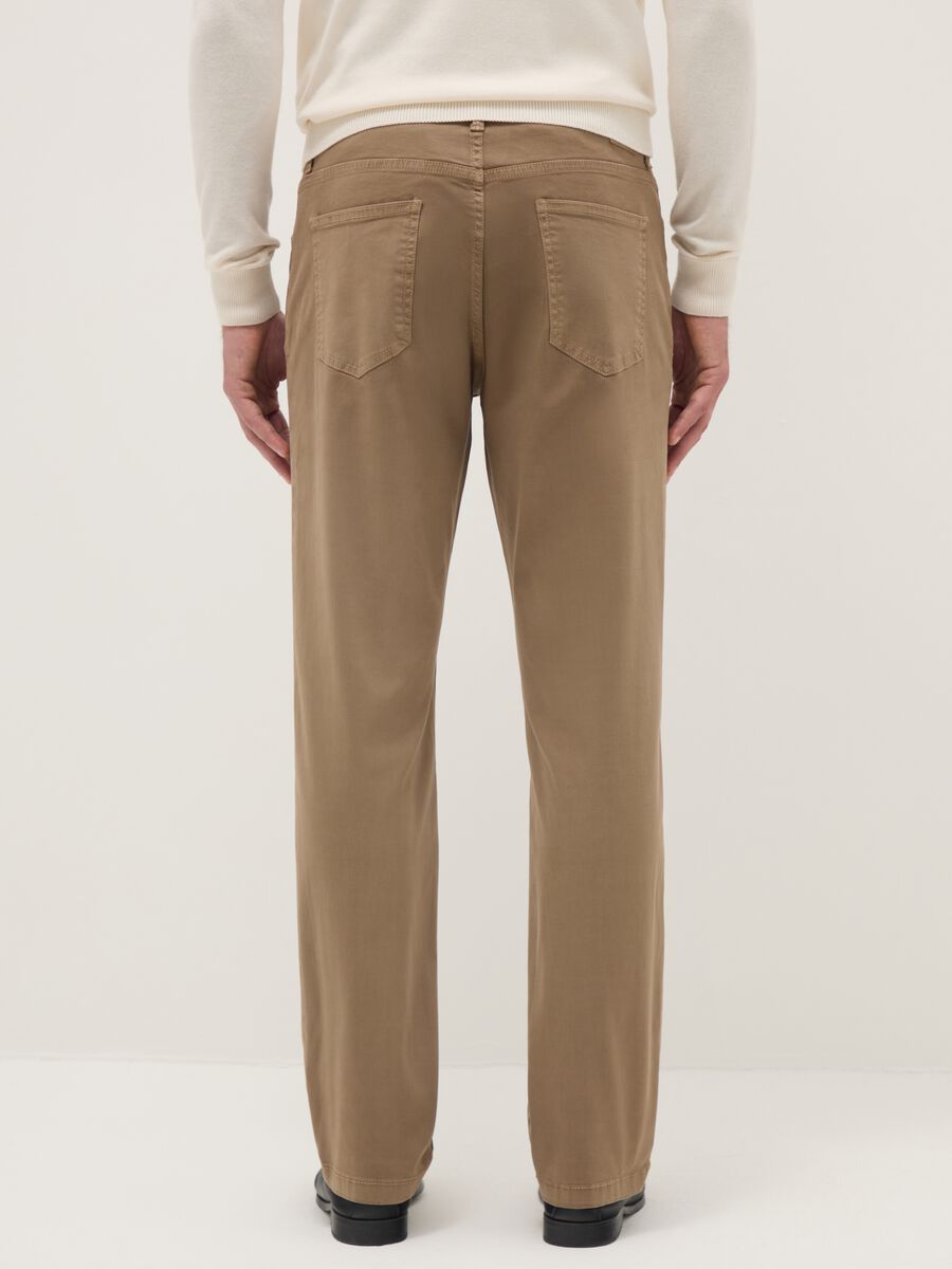 Brown stretch cotton trousers regular fit_2