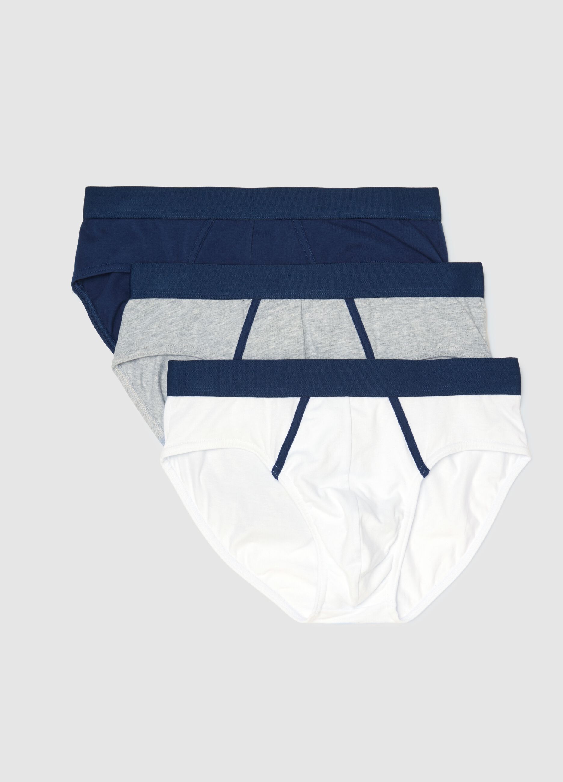 Tripack multicolour briefs in stretch cotton