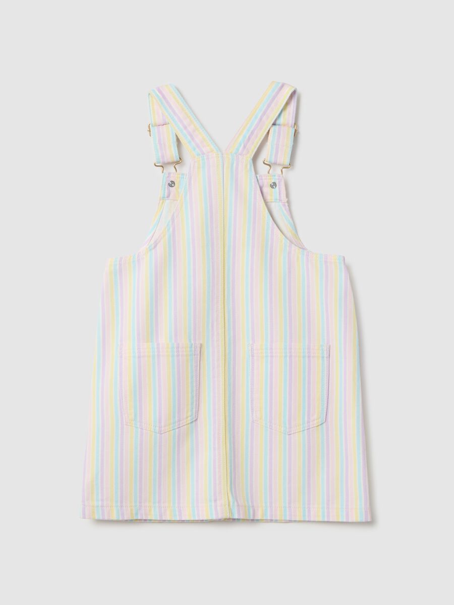 Salopette in puro cotone a righe multicolor da bambina regular fit_1