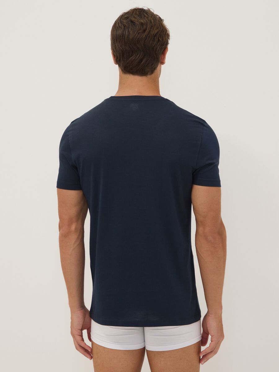 Blue regular-fit Supima cotton crew-neck T-shirt_3