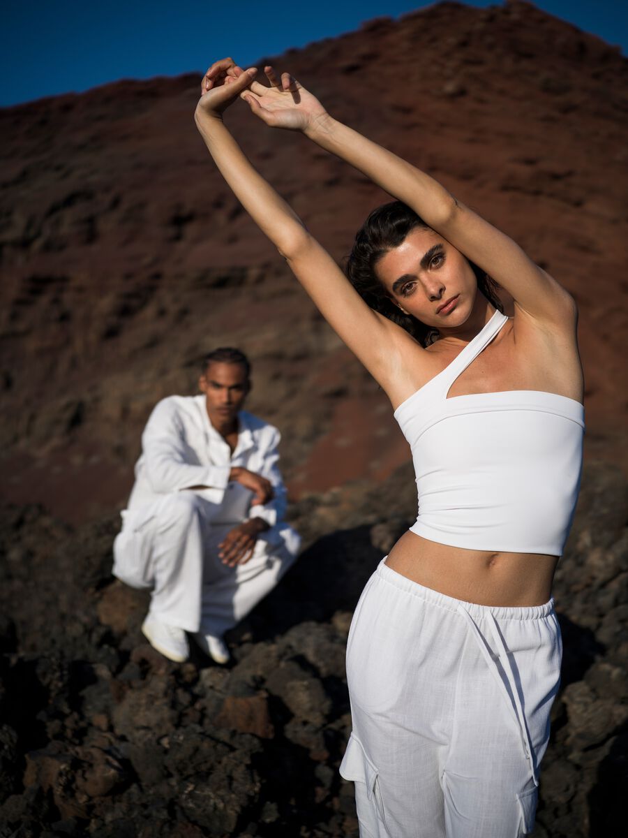 White Asymmetrical Adjustable Top_0