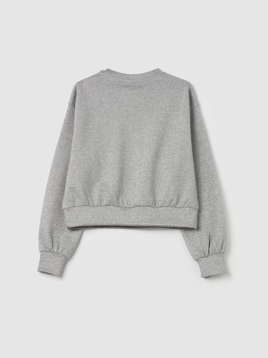 Crop sweatshirt in lurex with embroidered heart_4