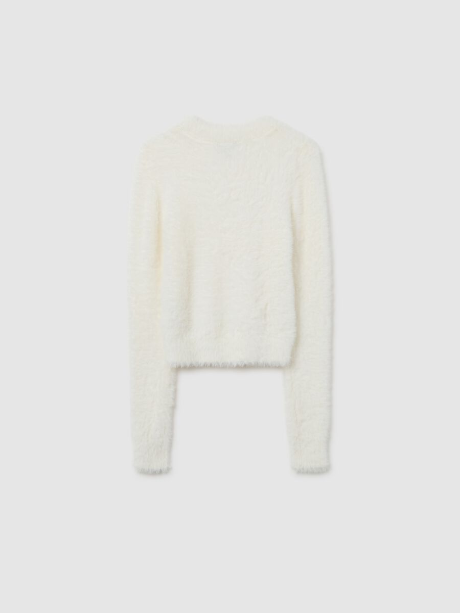 Maglione bianco morbido da ragazza vestibilità fitted_4