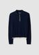 Maglia blu in misto viscosa con colletto polo regular fit_4