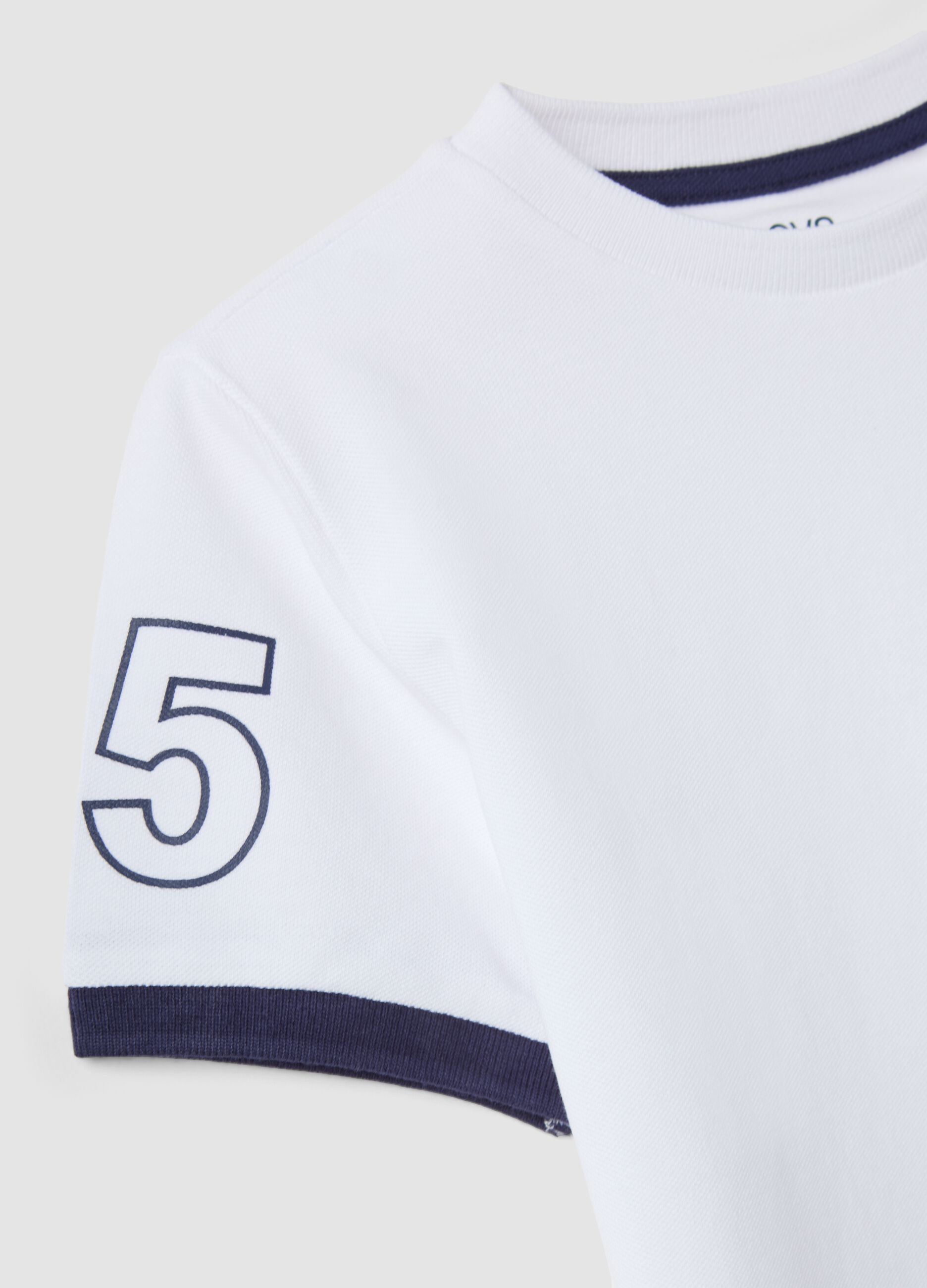 T-shirt bianca in puro cotone organico da bambino con stampa