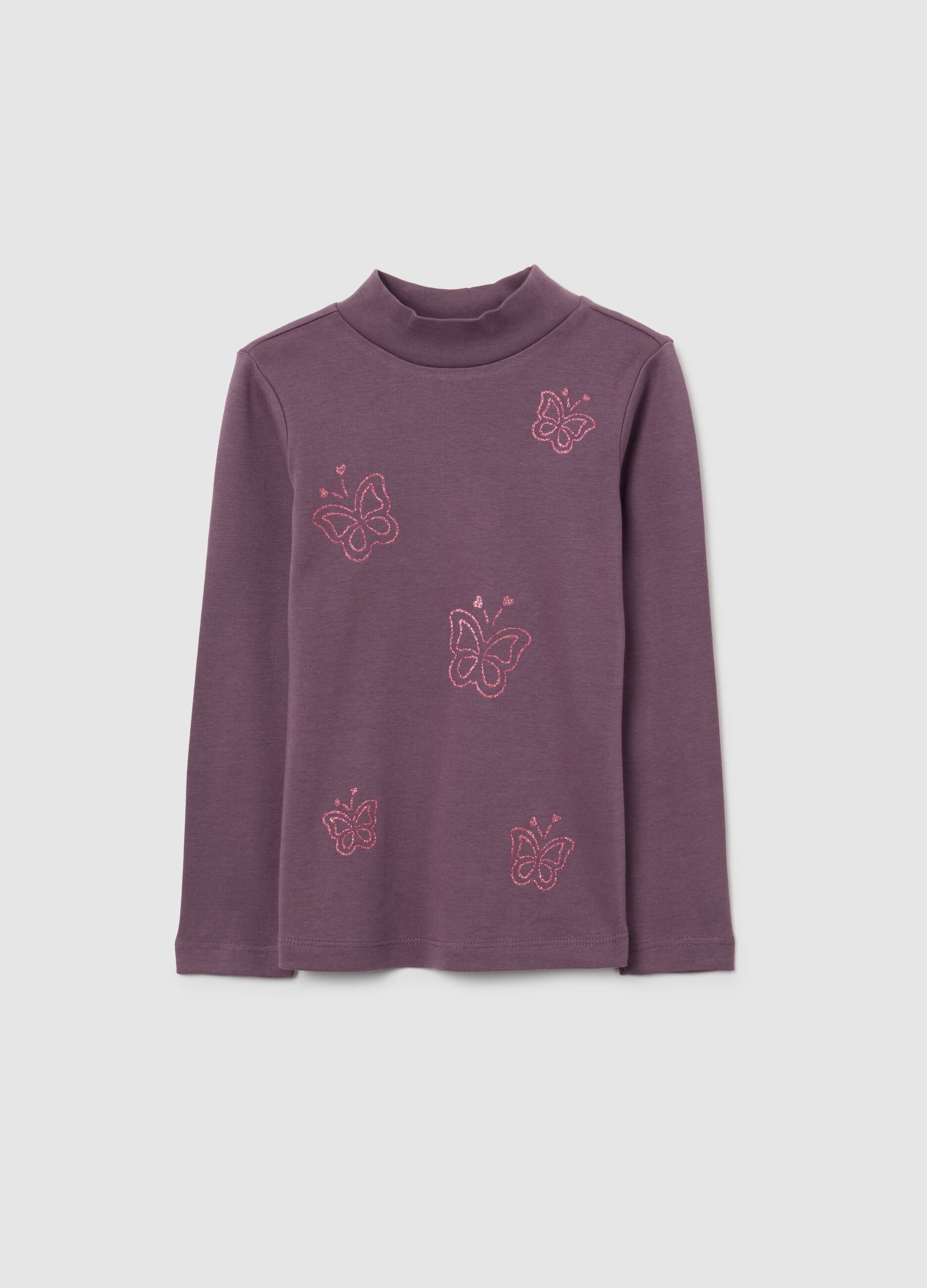 Girl's purple pure cotton regular fit sweater