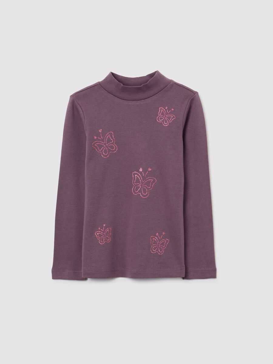 Girl's purple pure cotton regular fit sweater_0