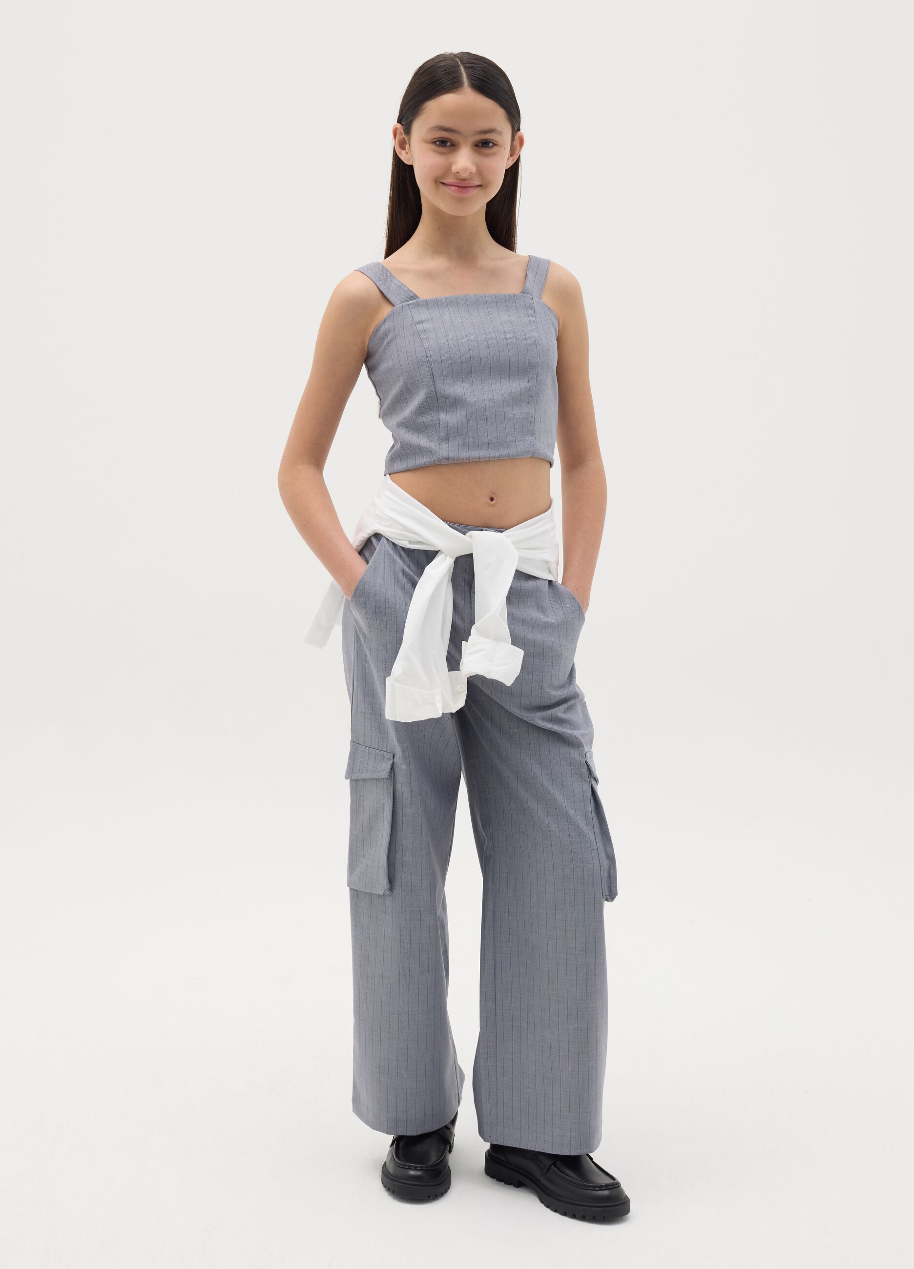 Pinstriped cargo trousers