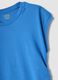 Tank top blu in puro cotone con arricciature laterali regular fit_5