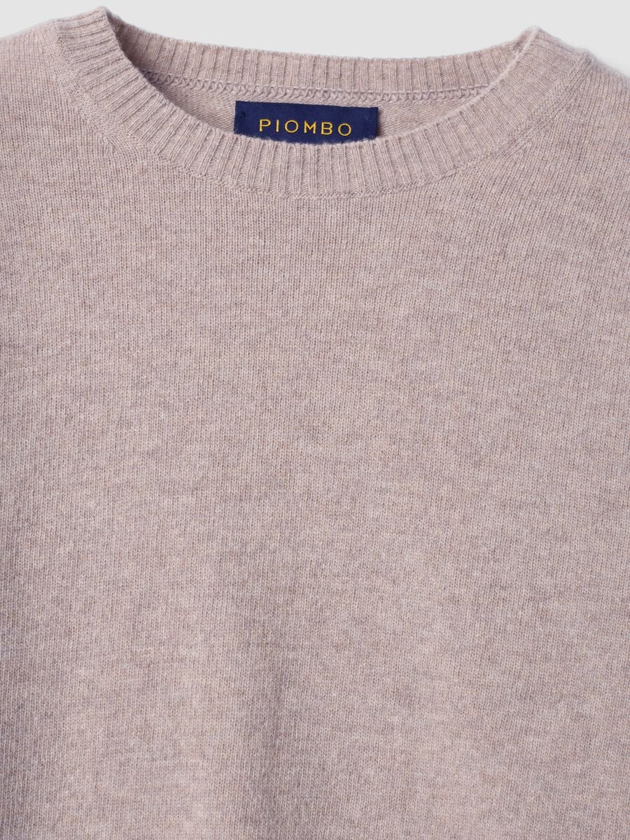 Pullover beige in pura lana a girocollo regular fit_5