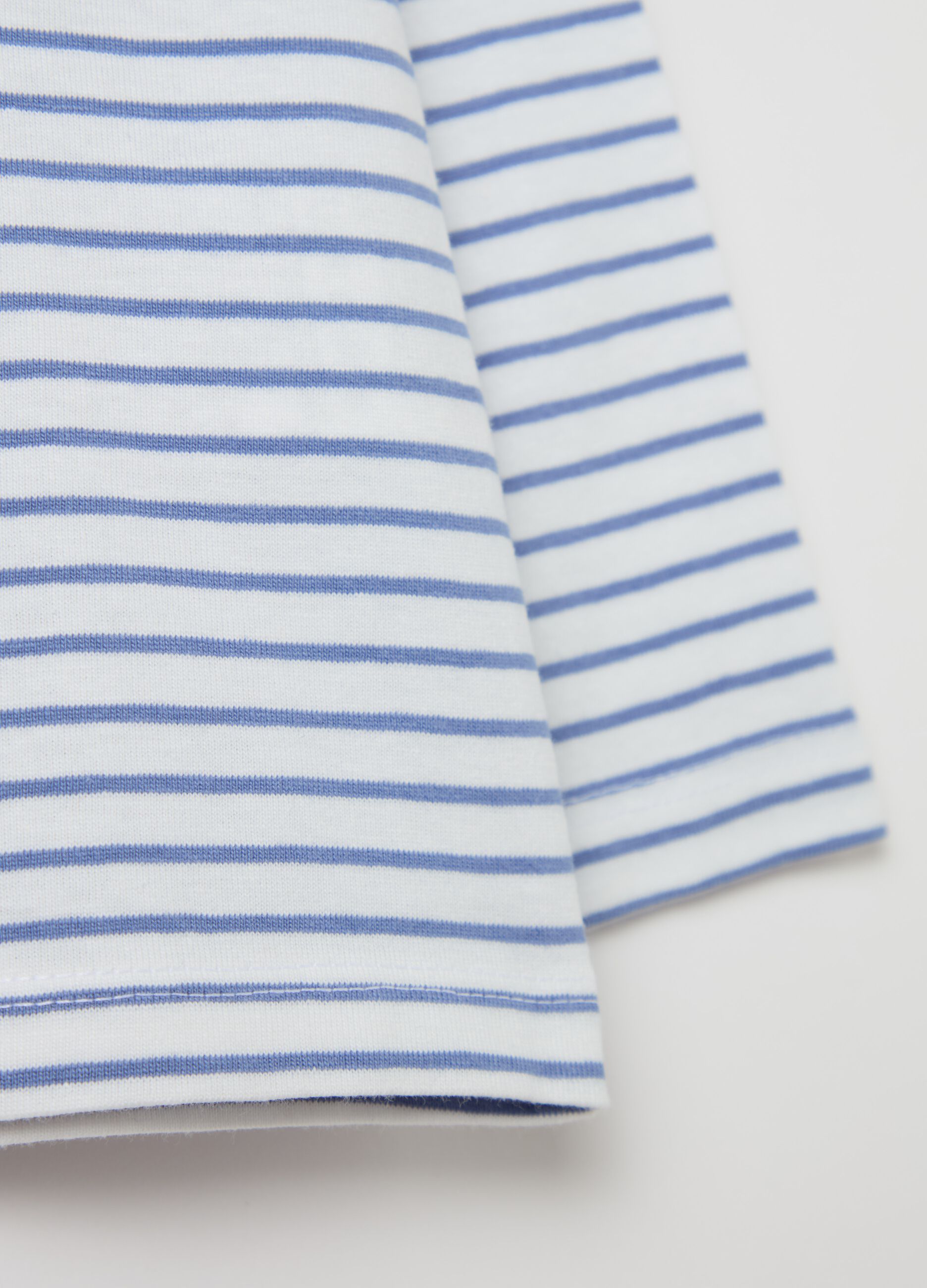 Striped cotton T-shirt with sail boat print