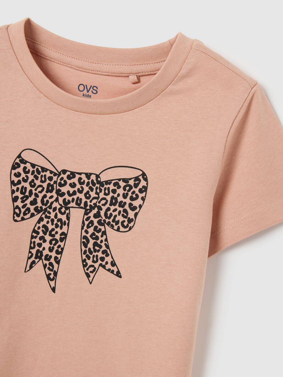 Girls' Pink Pure Cotton T-shirt Regular Fit with Print_2