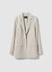 Beige lyocell and linen blend blazer, regular fit with buttons_0