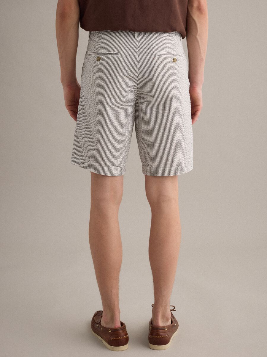 Shorts a righe multicolor in cotone elasticizzato regular fit_2