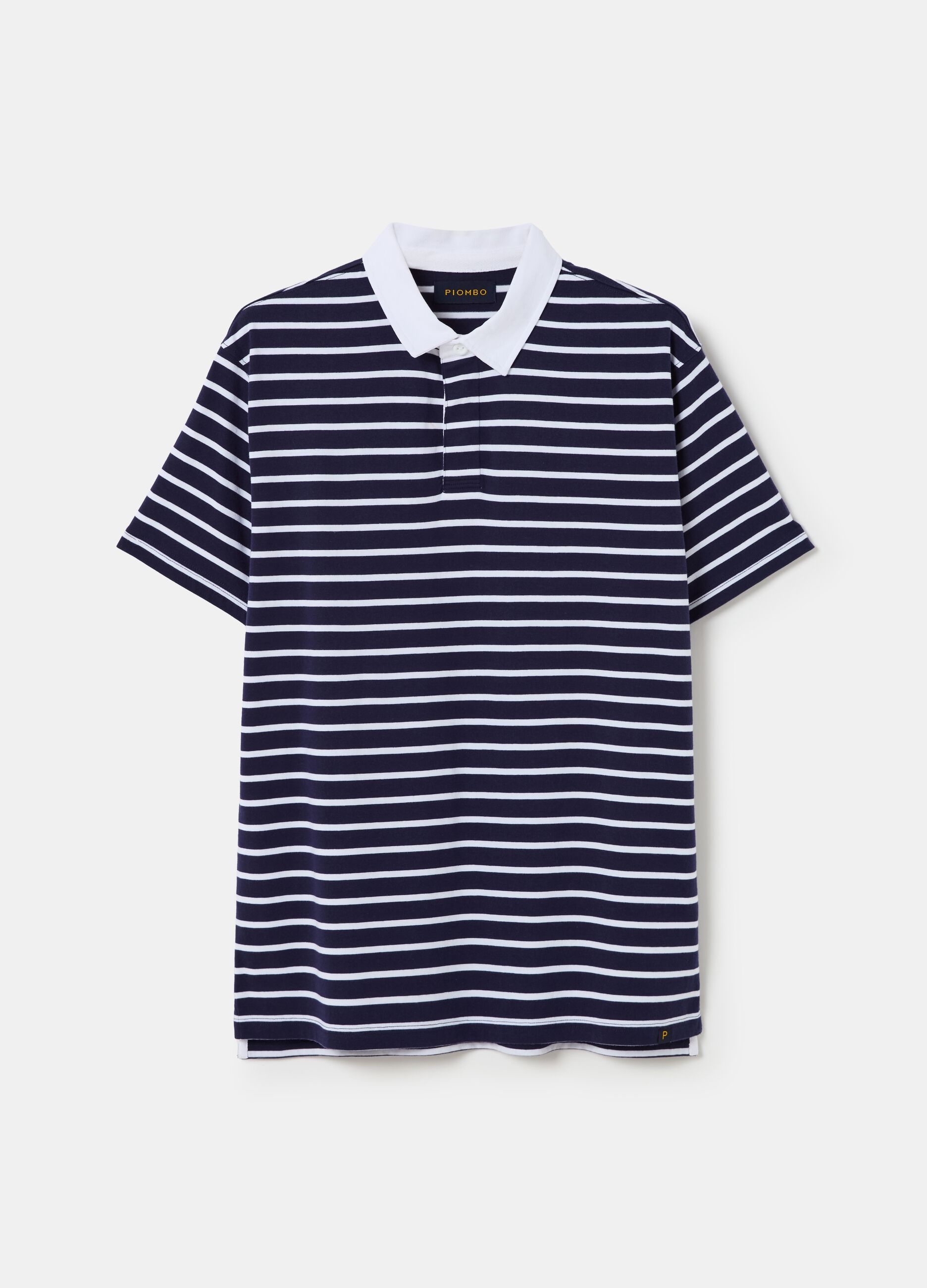 Striped polo shirt with contrasting collar