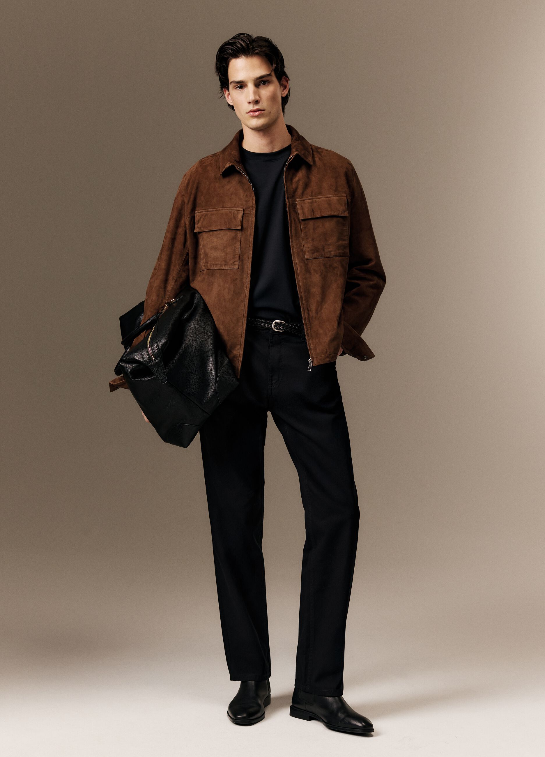 Pantaloni in puro cotone nero regular fit