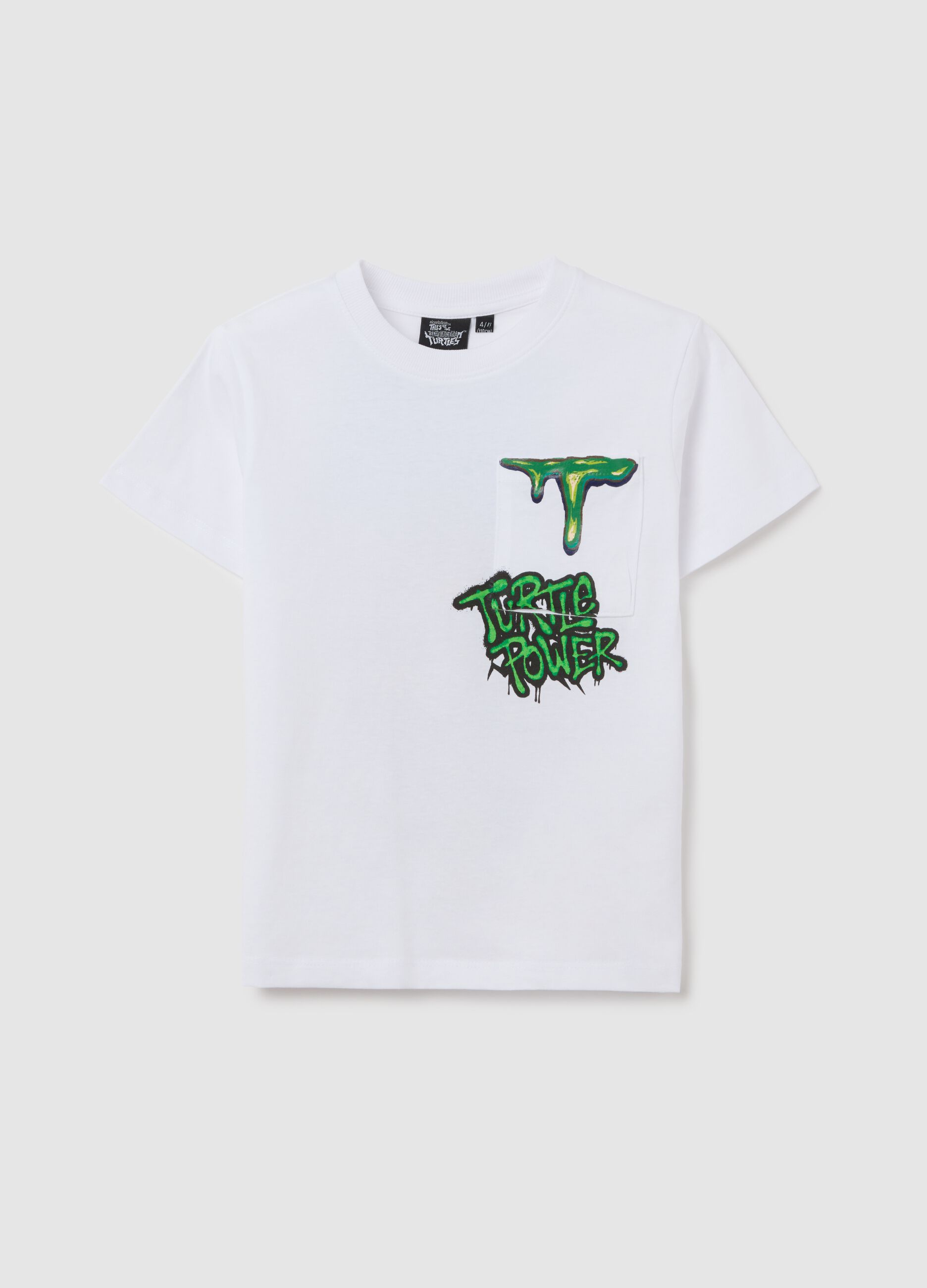 Boys’ white over-fit T-shirt in 100% cotton with Teenage Mutant Ninja Turtles print