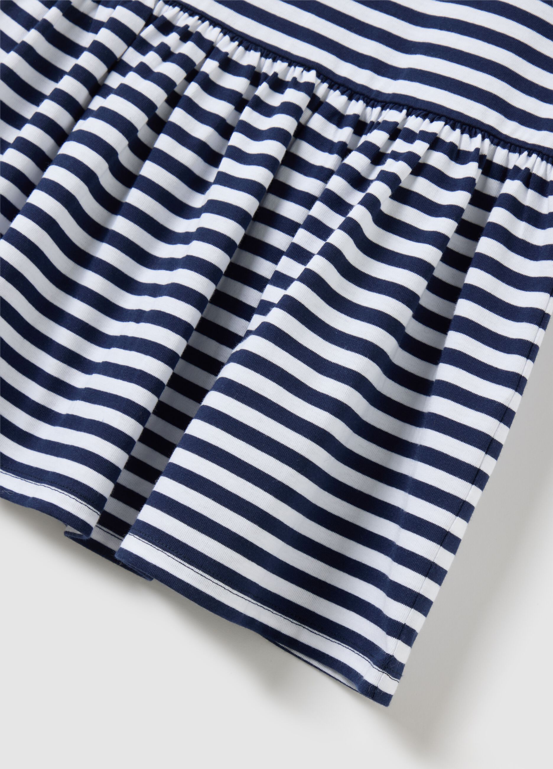 OVS Kids White and Blue Striped Cotton Dress
