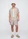 Multicolour Striped Cotton and Linen Blend Shorts_0