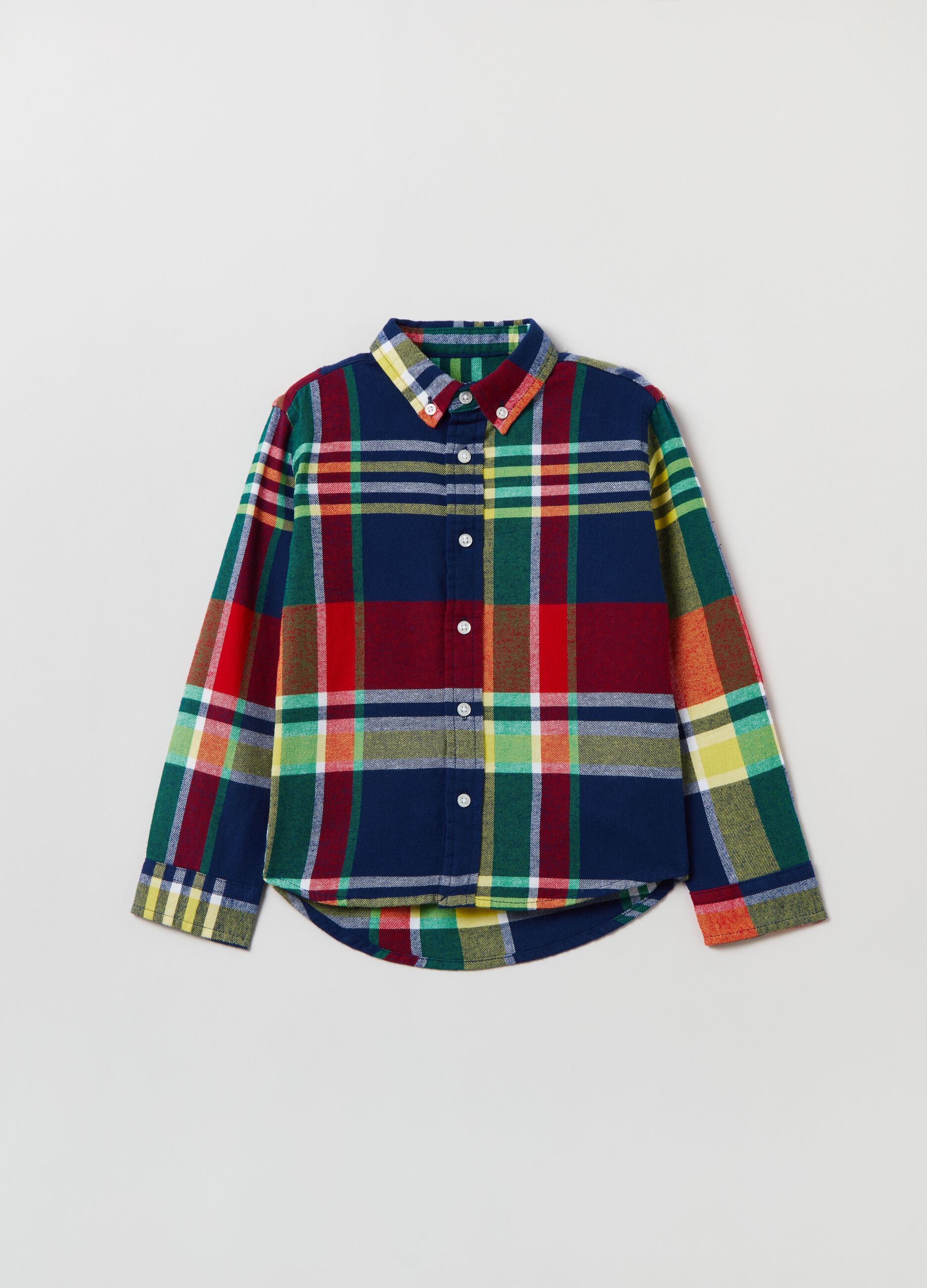 Camicia in cotone con fantasia check _0