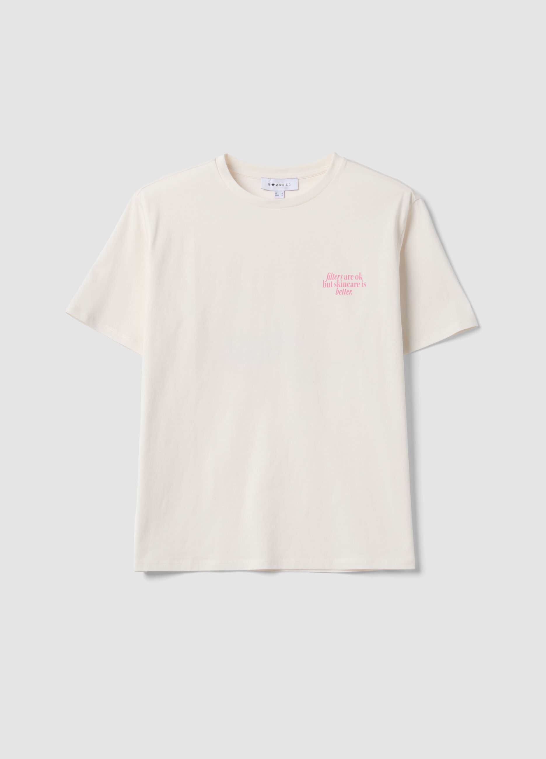 T-shirt bianca in puro cotone con scritta relaxed fit