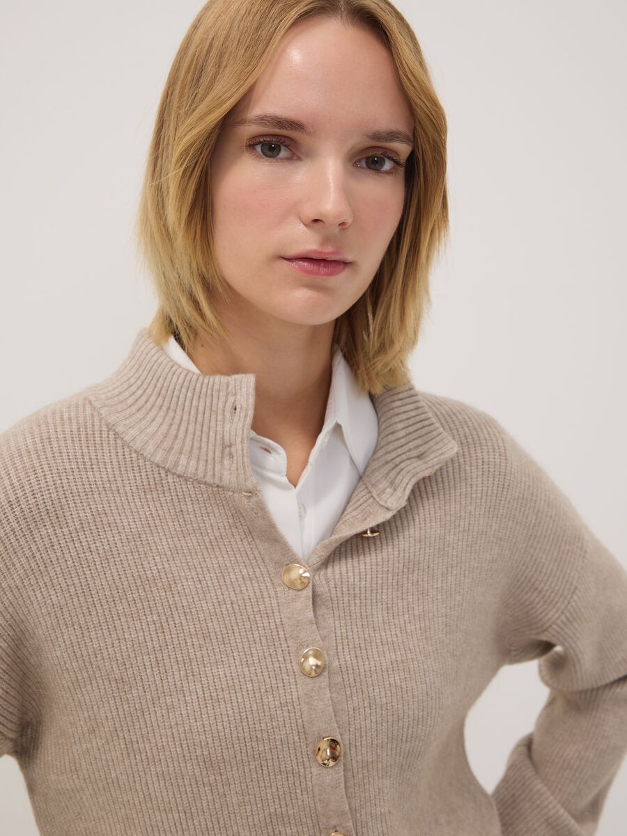 Cardigan sabbia in misto viscosa a coste regular fit_2