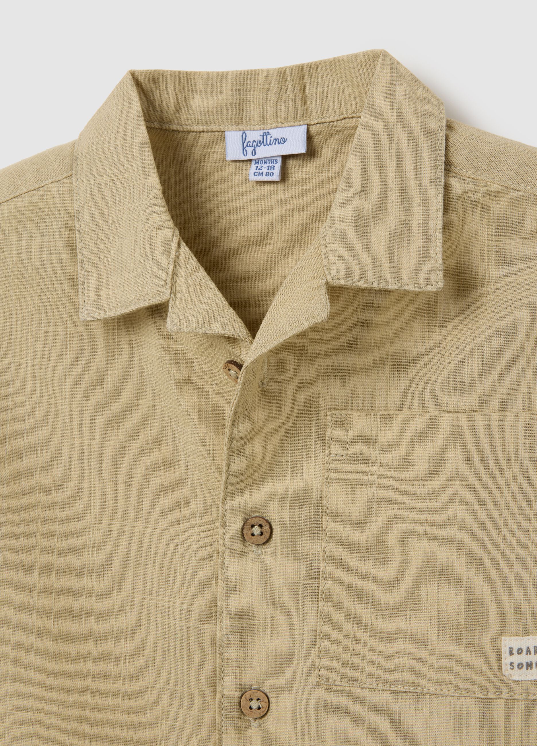 Children's beige oversized pure cotton shirt