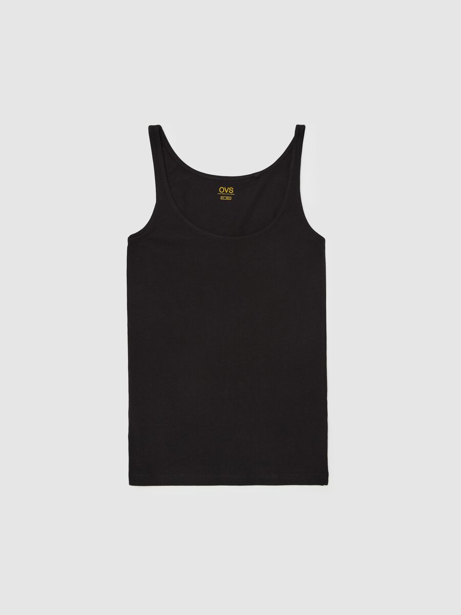 Canottiera basic in cotone stretch nera_4
