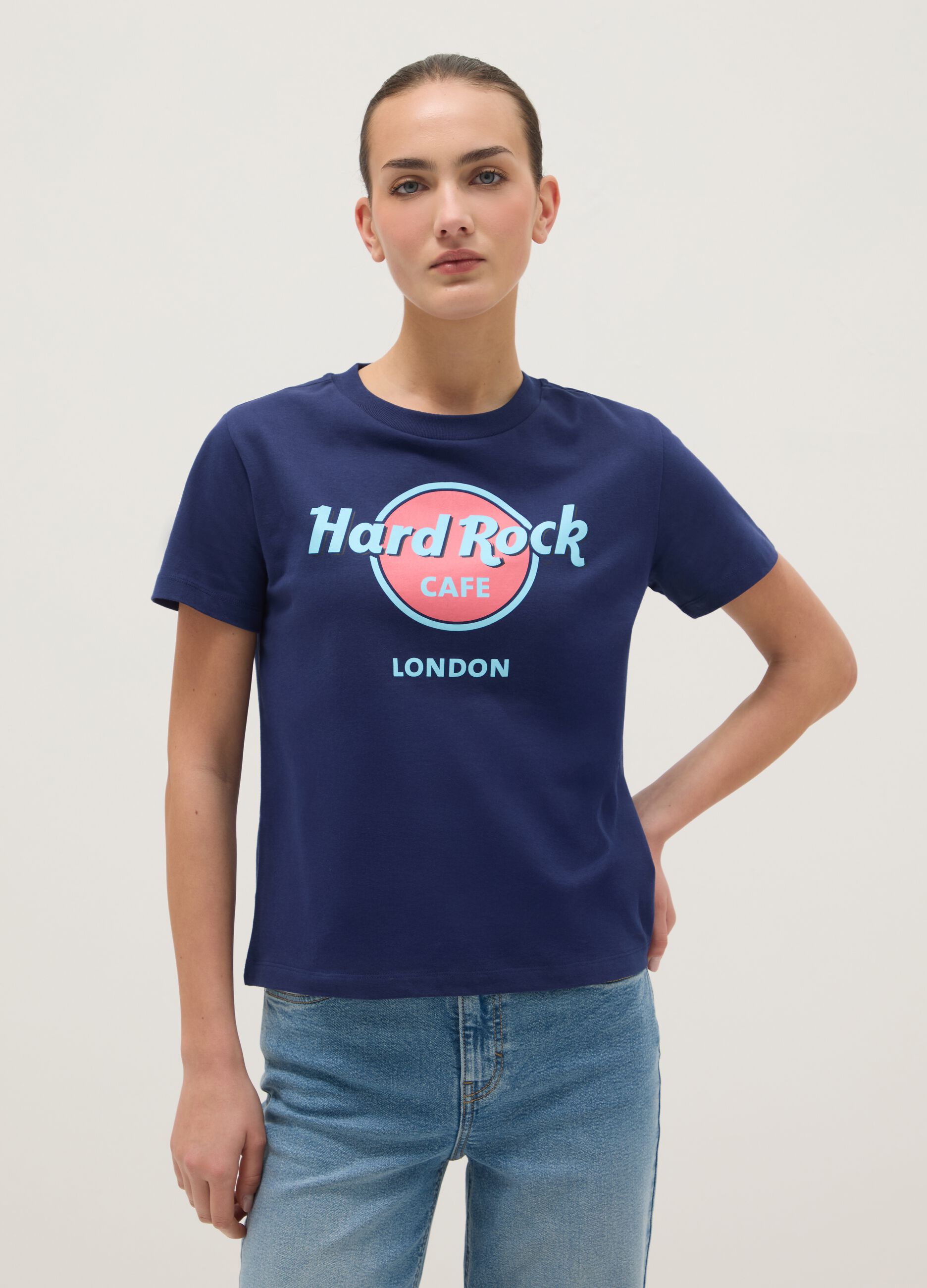 Blue pure cotton t-shirt regular fit with Hard Rock Cafe logo